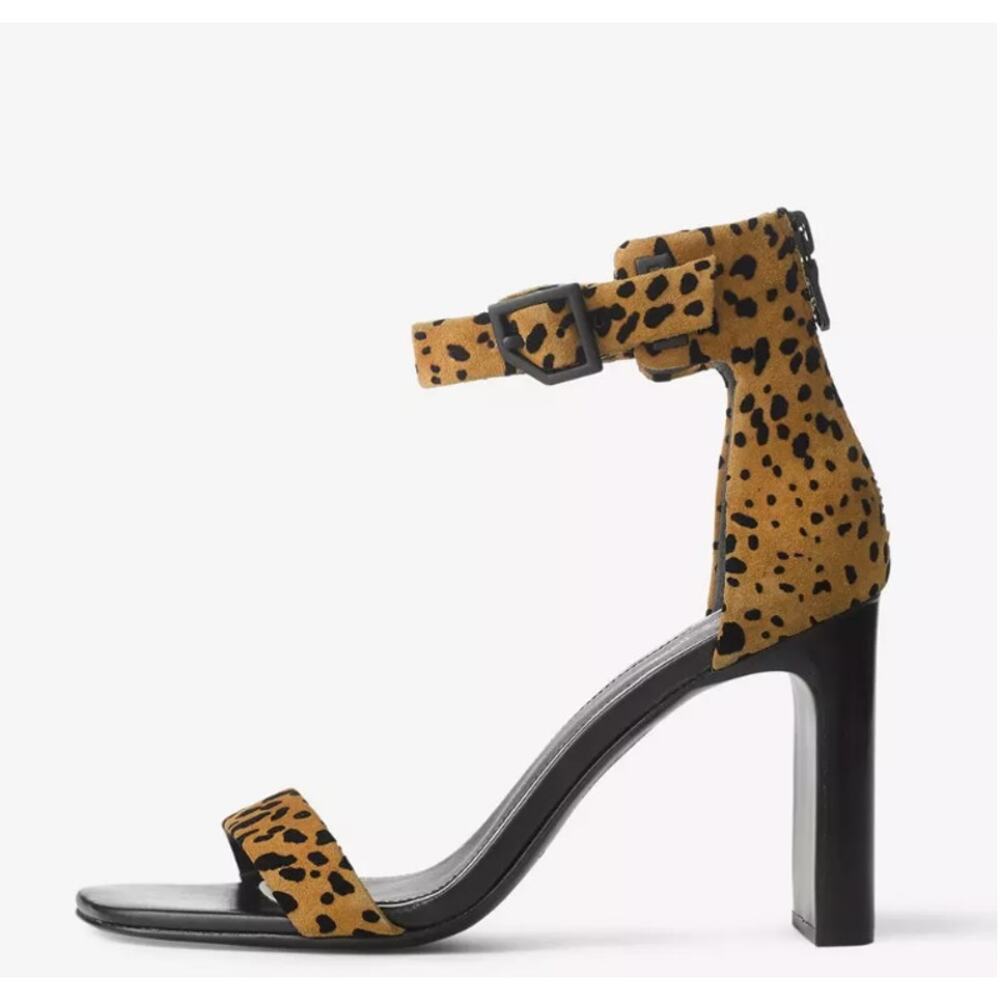 rag & bone Ellis Cheetah Print Animal Print Sandals Block Heel Heels sz 38.5 - Picture 3 of 9